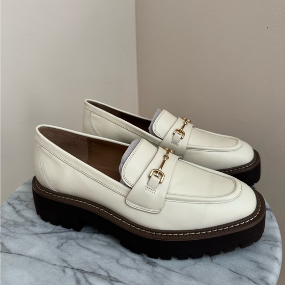 Sam Edelman Ivory Laurs Lug Sole Loafer Women’s Size 9 NIB Leather Gold Bit - Picture 4 of 10